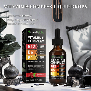 Acentiallabs Etichetta Privata Ingrosso Gocce Orali Naturali e Biologiche di Vitamina B1 B6 <span class=keywords><strong>B12</strong></span> Complesso B per Adulti e Neonati Miglioramento - Product Image 2