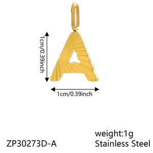Dijes Iniciales Mayúsculas Radiantes |   Colgantes de Letras de la A a la Z de Acero Inoxidable Chapado en Oro PVD de 18K para Fabricación de Joyería DIY - Product Image 5