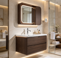 Meuble-lavabo mural moderne en acier inoxydable laqué, miroir inclus, résistant à l'eau, écologique, pour usage hôtelier