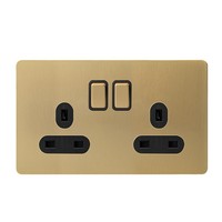 Interrupteur électrique mural Levier doré Acier inoxydable Rétro Luxe 50 250V 2 Gang UK outlets Switch