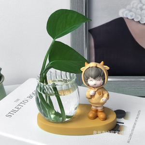 Hydroponic Girl Plant Decor Glass Vase With <b>Rabbit</b> Figurine Indoor Desktop Ornament For Girls Eco Friendly <b>Gift</b> - Product Image 2