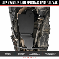 Réservoir de carburant longue portée 118L+69L pour Jeep Wrangler JL, Al-Mg Siphon OEM Bolt-On, kit de mise à niveau pour les voyages tout-terrain 4x4 et les expéditions