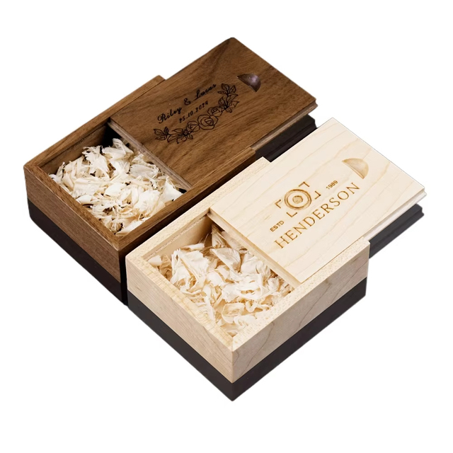 1PCS Free Engraving Wooden Unfinished Storage Box With Slide Top for Necklace Ring Jewels or USB Wood Boxes Case Home Decoration
