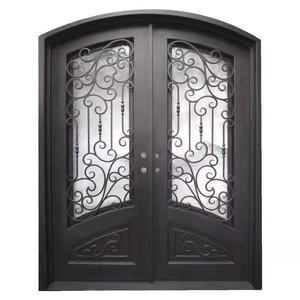 Puerta Francesa de Hierro Forjado Estilo Colonial Español, Directo de Fábrica, Forjada a Mano, con Adornos Ornamentados, Doble Cristal, Puerta de Entrada Exterior - Product Image 3