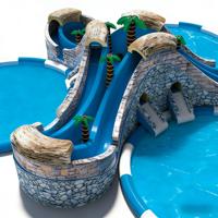 Parc aquatique gonflable tropical en PVC de qualité commerciale DST, 3 piscines, capacité supérieure à 500 kg, plus de 10 passagers, couleurs personnalisées, logo, resorts de luxe