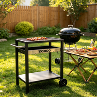 Nouvelle table de barbecue mobile en métal pour l'extérieur, chariot de transport portable pour grils de table et fours à pizza