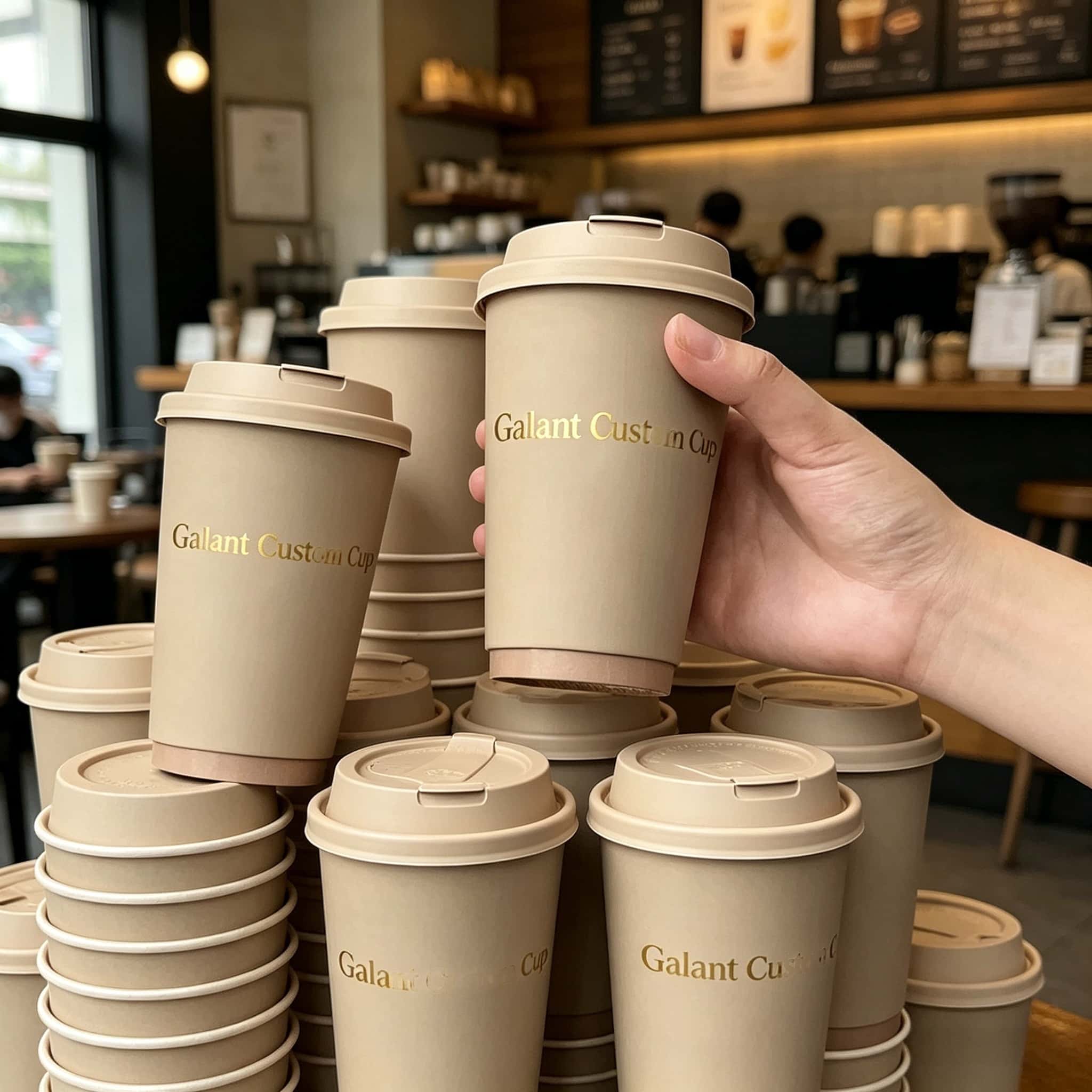 Double-walled 500ml Insulated Disposable Craft Paper Cups Biodegradable With Lids for Coffee Tea & Milk for Parties