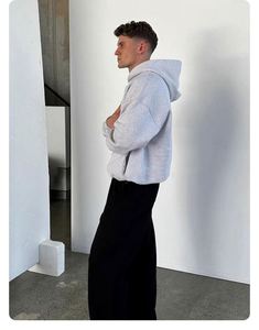 H5456 Style streetwear, vente en gros, personnalisable, mélange de coton 360 g/m², sweats à capuche boxy sans cordon, sweats à capuche oversize pour hommes - Product Image 6