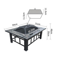 Table de barbecue au charbon de bois multifonctionnelle 3 en 1 pour cour extérieure, foyer chauffant