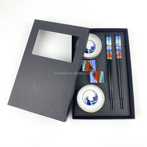 Japanse Sushi Set Servies Set Op Maat Gemaakte Blauwe Golfplaat En Eetstokje Cadeau Servies Set Voor 2 Personen - Product Image 6