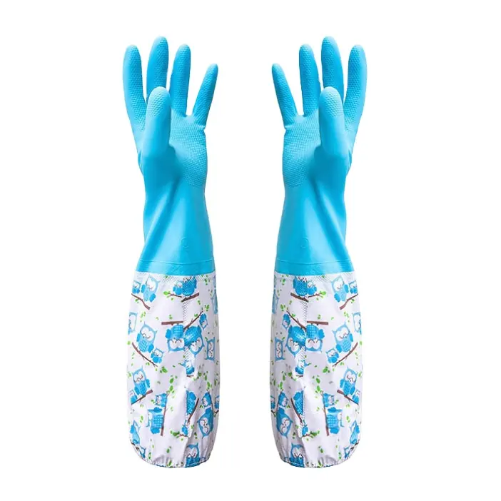 Белые длинные водонепроницаемые пластиковые кожаные перчатки для домашней уборки, нескользящие перчатки для уборки кухни, посуды