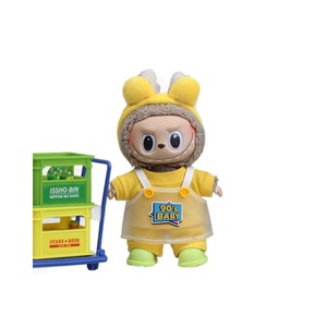 Labubu Doll <b>Clothes</b> 5-Piece Set Yellow Overalls With Apron For Vinyl Doll Keychain Accessories - Product Image 5