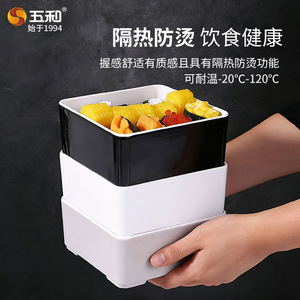 Square Deep Plate S171 Food Grade Melamine Stackable For Hotel Use White Gray Black - Product Image 4