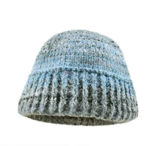 Nuevo gorro de pescador estilo <span class=keywords><strong>coreano</strong></span>, tejido con piel de conejo, a rayas, cálido para otoño e invierno. - Product Image 3