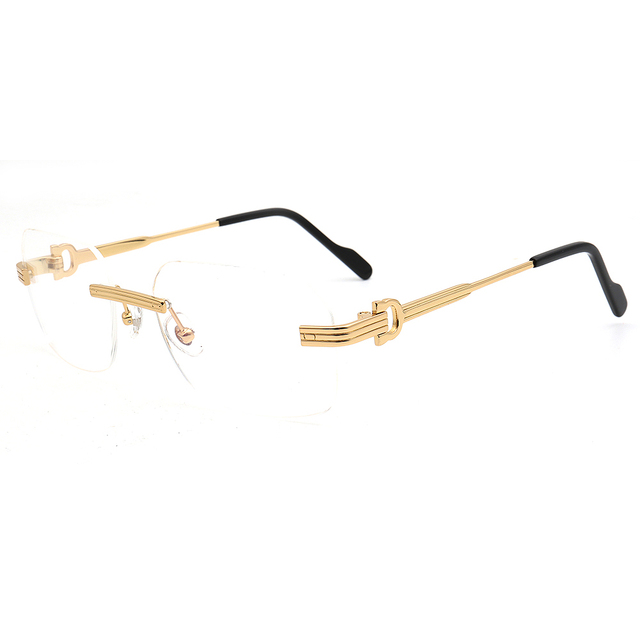 Wholesale Women Rimless Glasses Optical Eyeglasses Frame Square Men Eyeglass Metal Glasses Customize logo Gold Black Silver gun