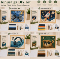 Kit de peinture sur tissu DIY Kinusaiga Lapin, kit d'artisanat sans couture pour les amateurs de loisirs créatifs, cadeau de Pâques mural, tous les matériaux inclus