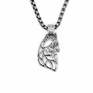 Collar con colgante Shiba Inu de yunnique, diseño geométrico de animales en acero de titanio, joyería de regalo unisex - Product Image 1