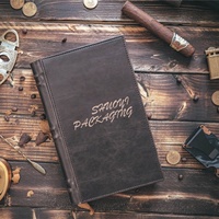 Estuche de Viaje Personalizado en Forma de Cuaderno, de Madera de Cedro y Cuero PU, para Cigarros/Humidores
