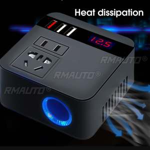 อินเวอร์เตอร์ในรถยนต์ 150W 12V/24V ถึง 220V อะแดปเตอร์อินเวอร์เตอร์พร้อมเครื่องชาร์จ USB QC 3.0 ชาร์จเร็วสีดำ - Product Image 4