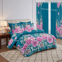 Parure de Lit 10 Pièces Style Américain Comprenant Drap Plat et Cantonnières à Motif Floral pour Chambre