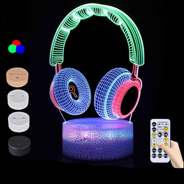 3D LED Model Night Light with Music Creative Gift Colorful Touch Remote Control Bedside Table Lamp