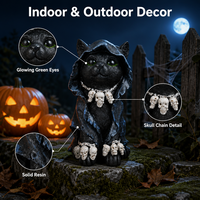 Statue Chat Noir Halloween Figurine Résine Ornement Décoration Maison Jardin Bureau Table Étagère