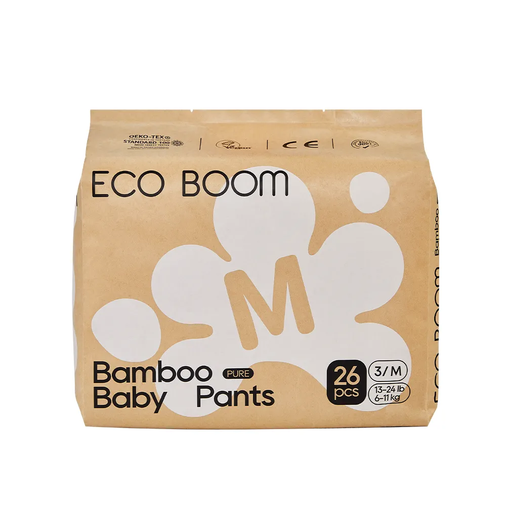 Eco Boom Natuurlijke Doorspoelbare Biologische Plant Op Basis Van Geborduurde Zachte Wegwerp Partner Fabriek Baby Luier