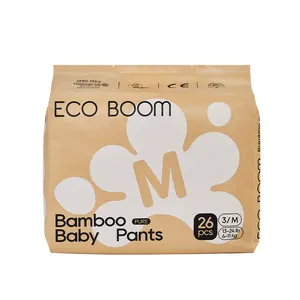 ECO BOOM natural flushable organic plant based embroidered soft disposable partner factory baby diaper