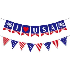 Pafu Patriotic Decoration Supplier 4th Of July Flag Banner Decorative Independence Day Flag party decoration set