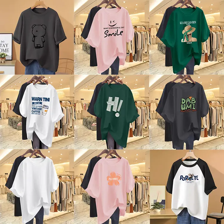 Hot Selling 100% Baumwolle übergroße Damen T-Shirts Mode individuell bedruckte T-Shirts Günstige Original Designer T-Shirts für Frauen