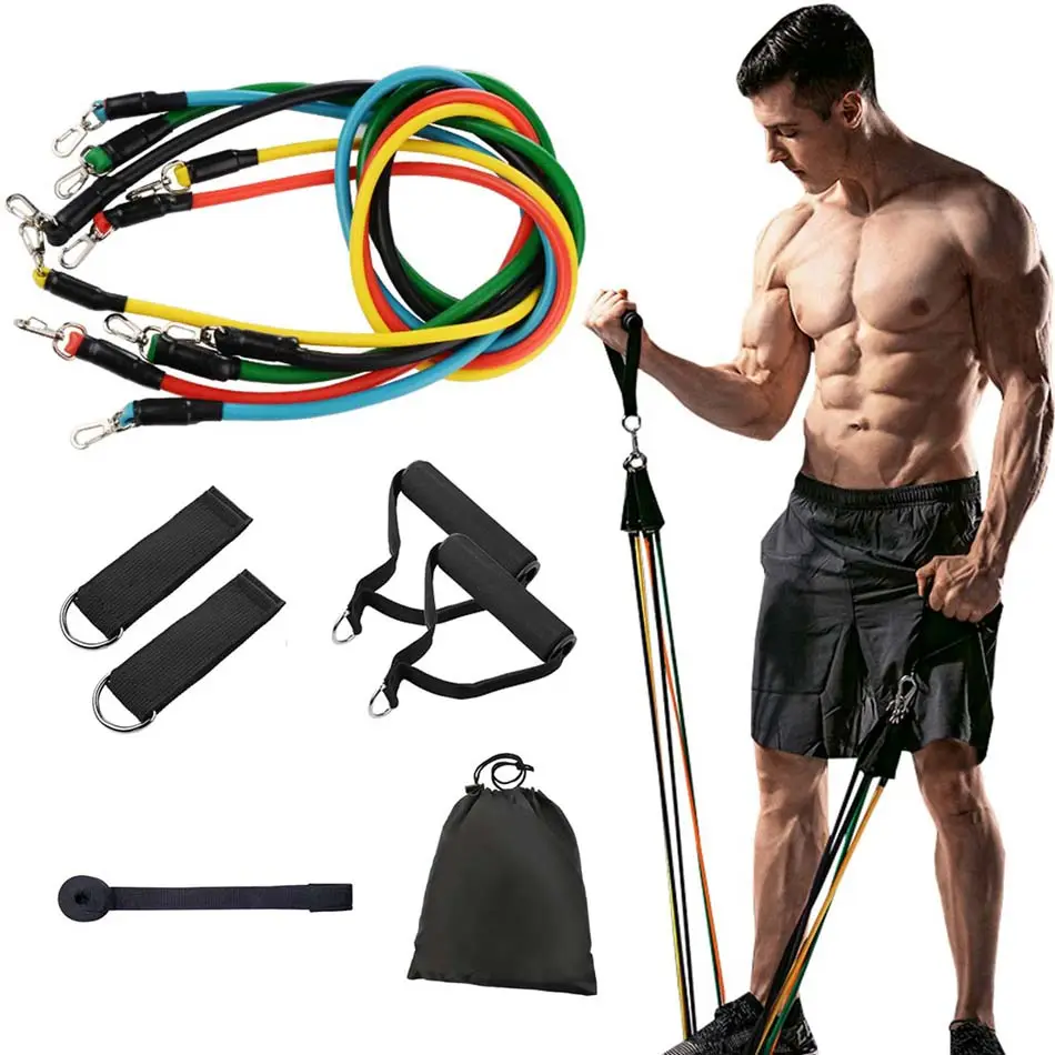 11pcs / Set Latex Resistance Bands Set Training Exercise Yoga Tubes Pull Rope Rubber Expander Fitness With Bag Resibands