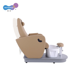 Sillón de Pedicura Eléctrico de 2 Motores con Lavabo de Cerámica, Sistema de Chorro sin Tuberías, Reclinable Ajustable, Mueble de Salón de Uñas en Cuero PU - Product Image 3