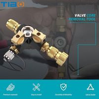 Outil de démontage et d'installation de cartouches de valve CVC, double valve 1/4" et 5/16", compatible réfrigérant A2L, avec étui de rangement