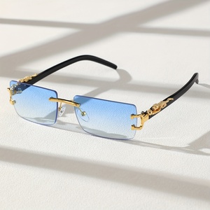 S502 Nouvelles Lunettes de Soleil de Luxe Tendance, Monture Carrée Sans Cadre, Designer, Hommes Femmes, Vente en Gros, Haute Qualité, Marque Tendance, UV400 - Product Image 1
