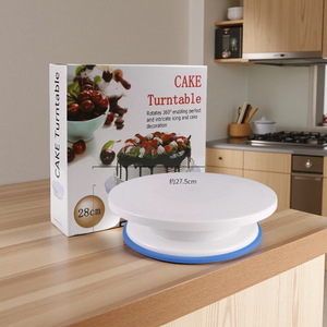 Herramientas de repostería transfronterizas con etiquetado libre, con bordes antideslizantes, plato giratorio de plástico para decorar pasteles - Product Image 1