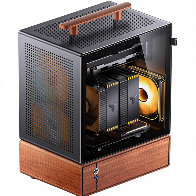 JONSBO T7 Black ATX Full Tower PC Case Acrylic Chassis Multifunctional Handle Desktop Computer Case MBATX/ITX GPU 280mm PSU ATX