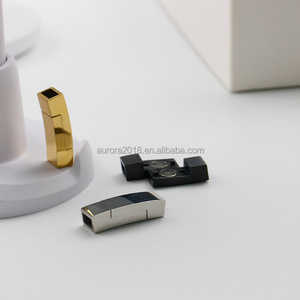 Bán Buôn Thép Không Gỉ Hình Chữ Nhật Dây Da Clasp Vòng Đeo Tay Fastener Một Từ Khóa Phụ Kiện Trang Điểm Khóa Phẳng - Product Image 2