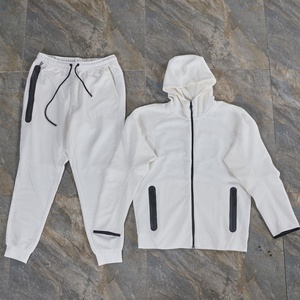 Tech Fleece Erkek Uzun Kollu Spor Takım Elbise Kapüşonlu Pamuklu Baskılı Fermuarlı Eşofman Altı Baharlık Ceket Renk Bloklu Düz Renk 2'si 1 Arada Set - Product Image 5