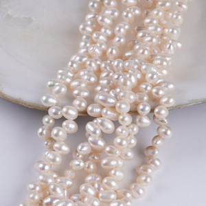 Perles Keshi d'eau douce naturelles de 6-7 mm et perles de riz en gros, 28 trous, matériel de perles semi-finies pour la fabrication artisanale - Product Image 5