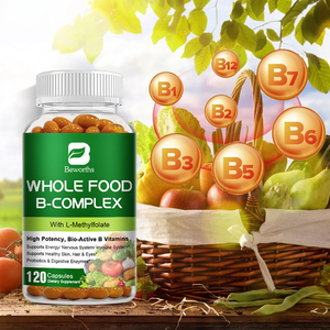 Gélules de Vitamines du Complexe <span class=keywords><strong>B</strong></span> Entières Haute Puissance <span class=keywords><strong>Bio</strong></span>-Actives avec Folate pour l'Énergie, l'Immunité, la Peau et les Cheveux – Marque Privée - Product Image 4