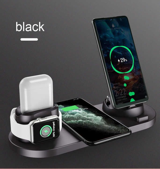 6 in 1 wireless charging stand QI Certified Fast Wireless Charger Station Dock for iWatch
