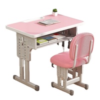 Bureau d'étudiant rembourré et chaise en tissu 70x50cm avec crochet pour sac, étagère de rangement, table et chaise d'école CE BIFMA OEM