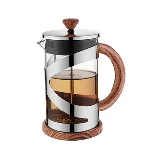 Heat Resistant Borosilicate Glass Coffee Tea Maker French Press Household Kitchen Coffee Press With Stainless Steel Plunger