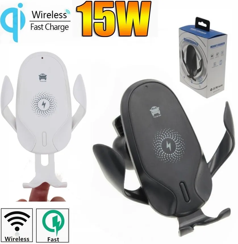 15W Car Mount Fast Qi Wireless Charger Automatic clamp Car Phone Holder For Samsung iphone huawei xiaomi All Qi Devices