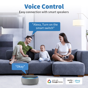 مفتاح حائط ذكي صغير يعمل بالواي فاي مع قاطع دائرة كهربائية يدعم التحكم الصوتي عبر أليكسا وتطبيق الحياة الذكية للتحكم عن بعد - Product Image 2