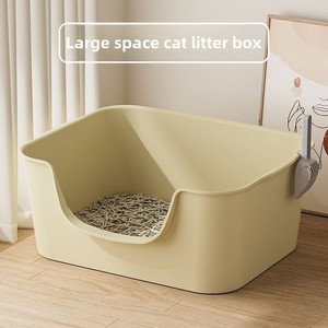 Fully Open Anti Splash Semi Enclosed <strong>Cat</strong> <strong>Litter</strong> Box with Large Capacity <strong>Cat</strong> Supplies PP Plastic <strong>Litter</strong> Box - Product Image 1