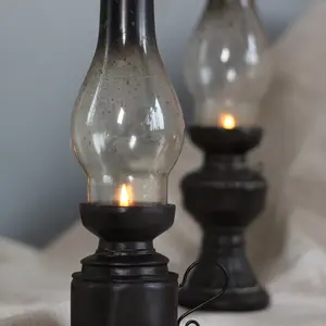 家用复古照明装饰透明玻璃树脂工艺品煤油灯烛台