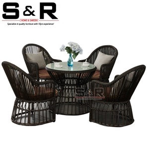 Sr đồ nội thất nóng bán mây/wicker đồ nội thất ngoài trời màu đen Ghế ăn đặt cho khách sạn khu nghỉ mát vườn - Product Image 1