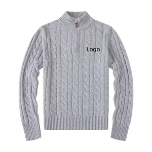 Pulls en tricot à demi-zip pour hommes avec logo brodé personnalisé OEM et ODM - Product Image 6