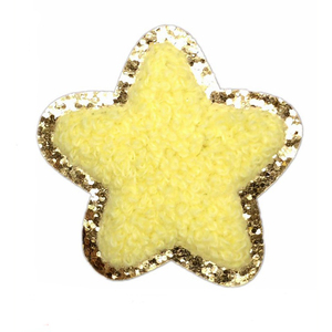 Apliques de moda Estrellas brillantes Parches de chenilla Pegar en el sombrero Ropa Logotipo de dibujos animados personalizado Hierro en parches de chenilla bordados - Product Image 5